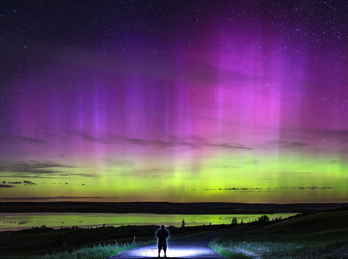 Philip Granrud takes a unique self portrait under the northern lights east of Glacier National Park. (Philip Granrud photo)