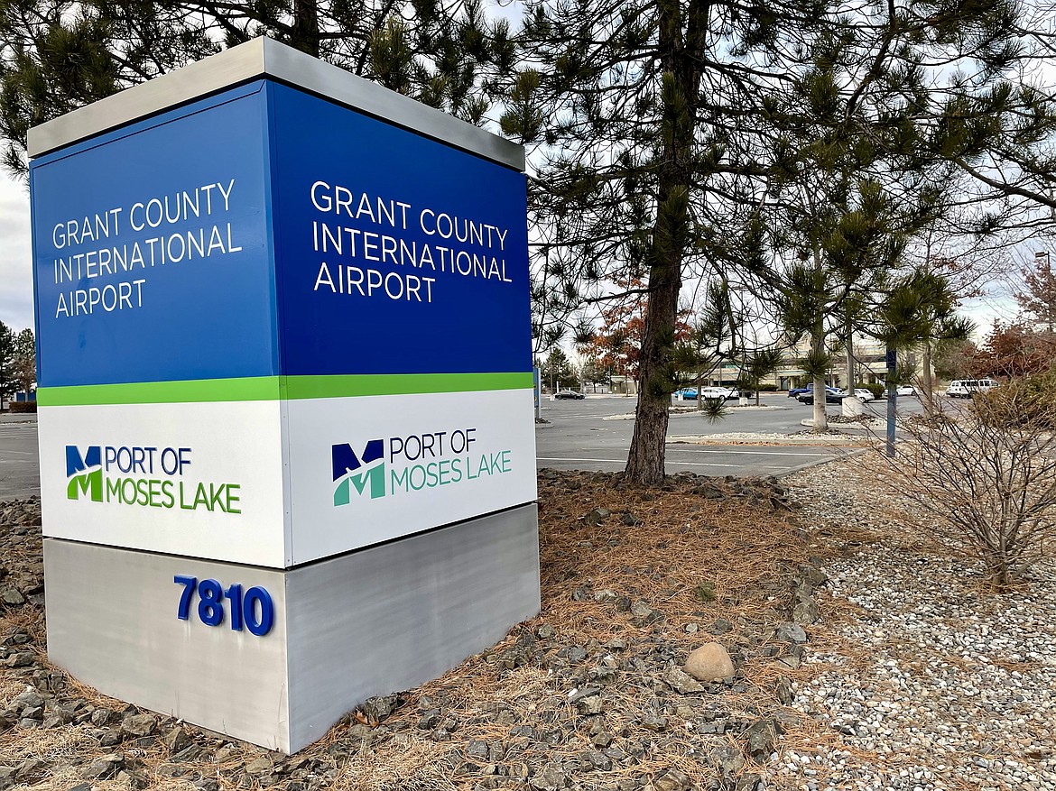 The main entrance to the Grant County International Airport, which did not make the Washington state's Commercial Aviation Coordinating Commission's list of six suggested sites for a second major passenger airport to help relieve traffic at Sea-Tac, largely because it's too far from Seattle.