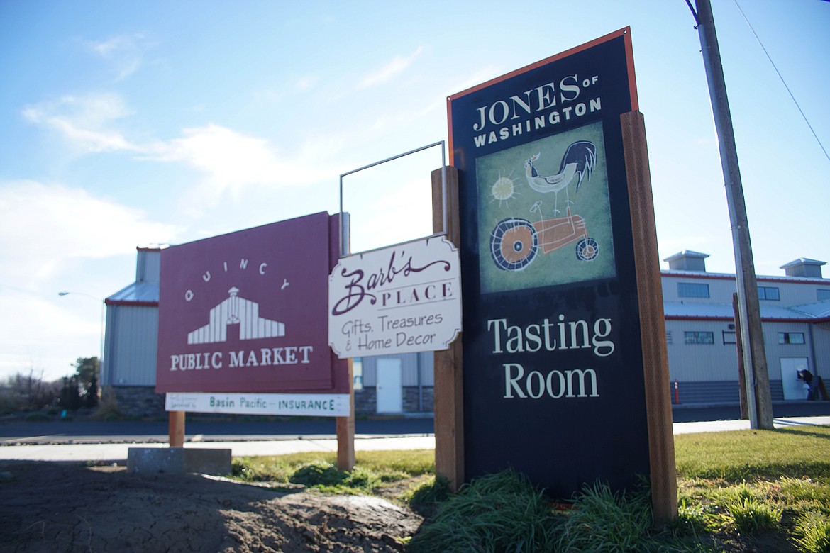 The Quincy Public Market sign on F Street SW.