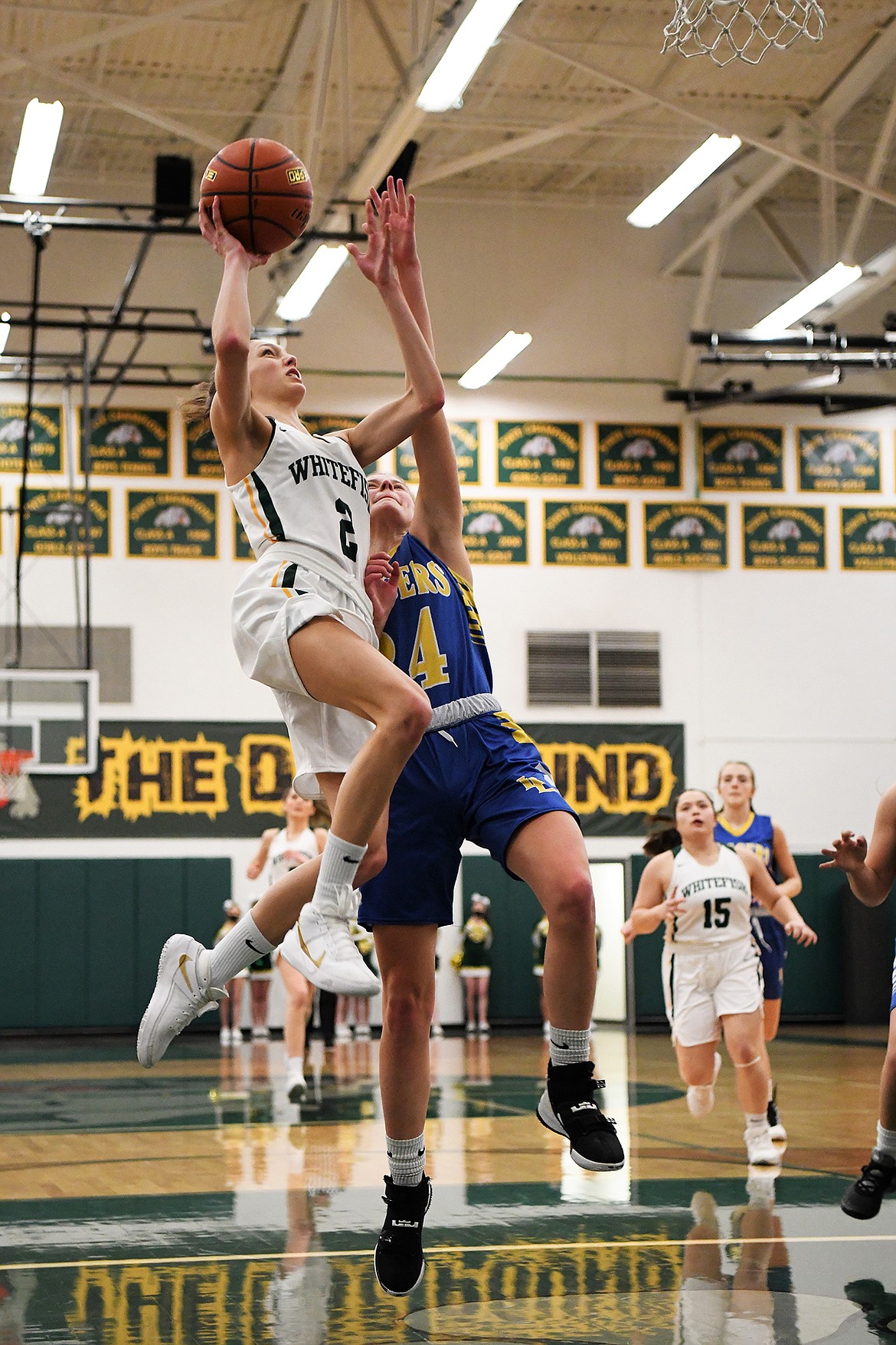 Bulldog Erin Wilde flies toward the basket agains Libby Friday night at home. (Jeff Doorn photo)