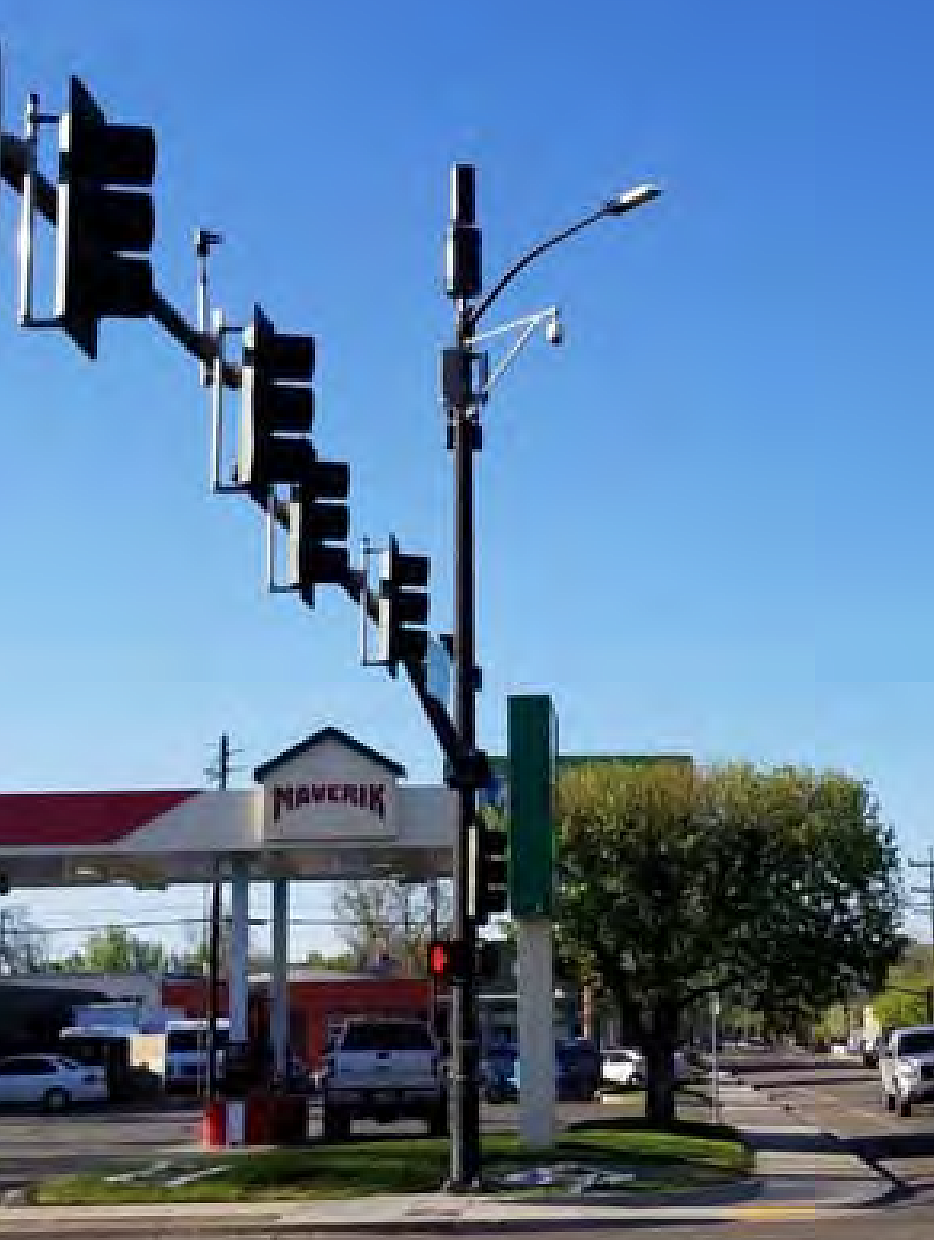 A small cell tower enables 5G from atop a street light at a Boise intersection. The black cylinder is one of dozens of designs wireless telecommunication providers have built in order to have their small cell technology more accessible to cities as 5G grows. The Planning and Zoning Commission is considering an ordinance to regulate the use of such devices, recognizing that the technology will one day come to the city, whether residents want it or not. “Doing nothing does not prohibit these,” planer Rand Wichman said. “Doing nothing results in us not having any control over them." (Courtesy city of Coeur d'Alene)