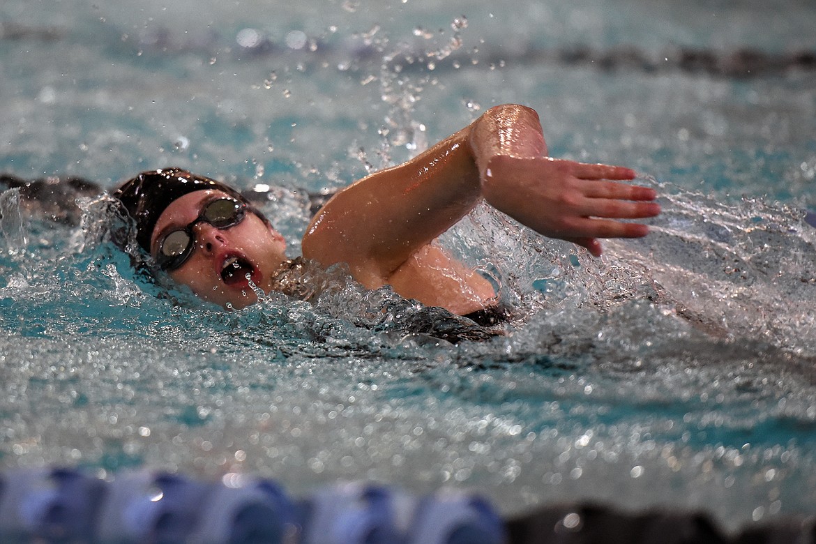 Coralynn Shillam takes a breath during the 50 freestyle race Saturday.
Jeremy Weber