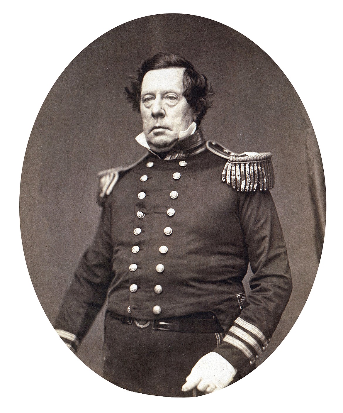 Commodore Matthew C. Perry (1794-1858), who sailed into Edo Bay (now Tokyo Bay) in 1853 with a show of U.S. naval power and demanded that feudal Japan open up to trade, an event that changed Japanese history forever.