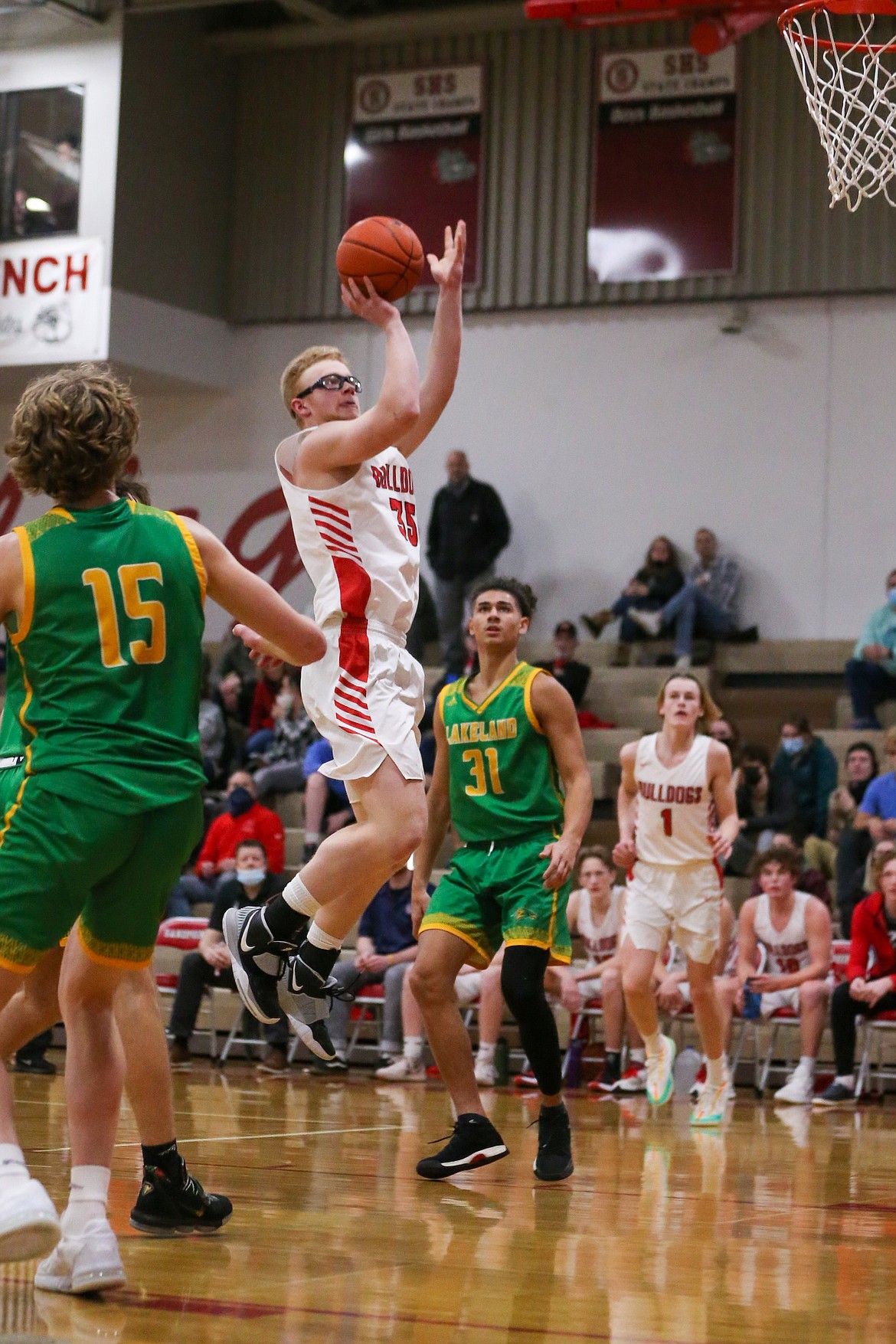 Ethan Butler hits a floater during the second half of Thursday's game.