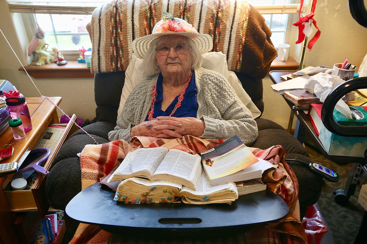 Velma Farlin relaxes in her room at Wellspring Meadows Assisted Living facility on Thursday.