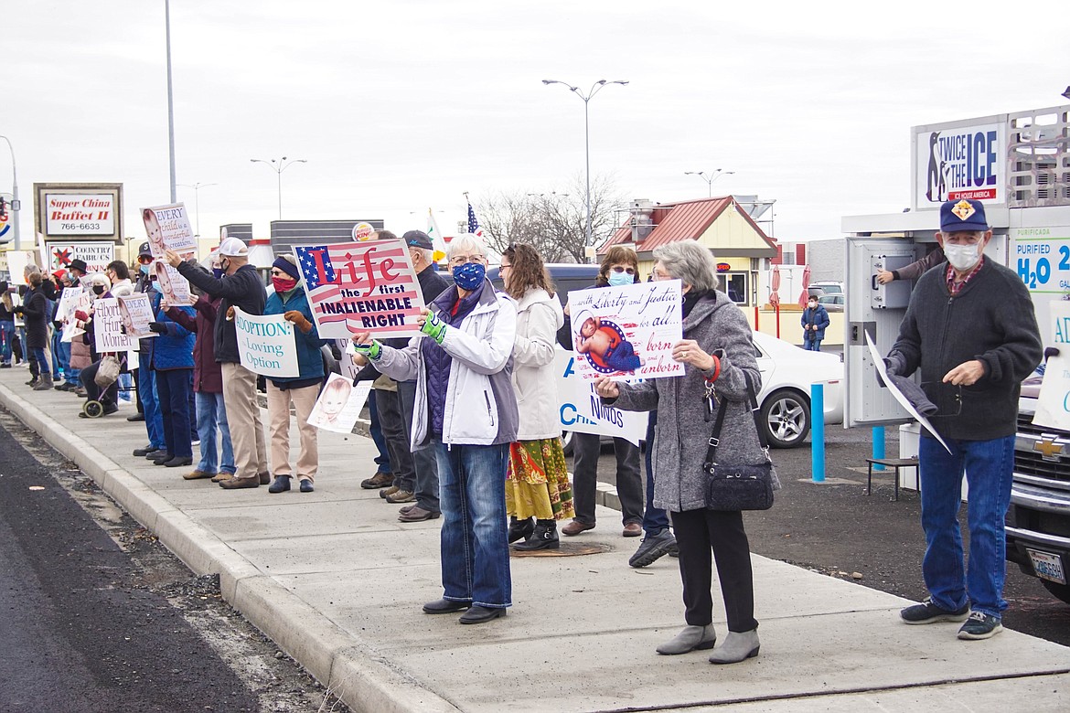 Around 200 people lined the Stratford Road on Sunday for a pro-life rally.