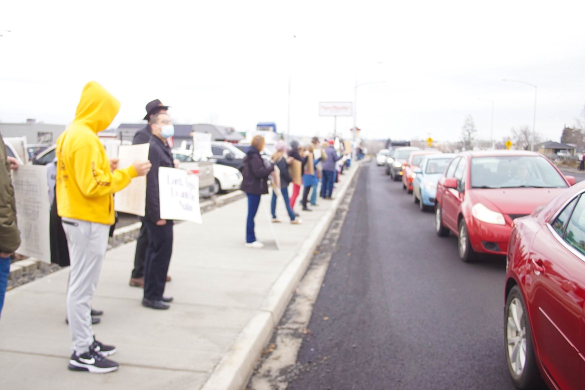 Around 200 people lined Stratford Road for a pro-life rally Sunday.