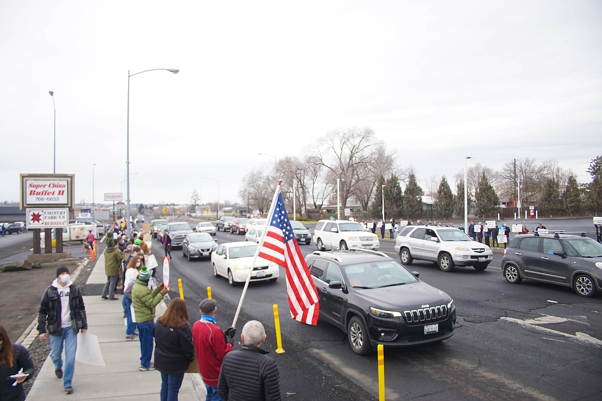 Protesters on Stratford Road for Sunday's pro-life rally.