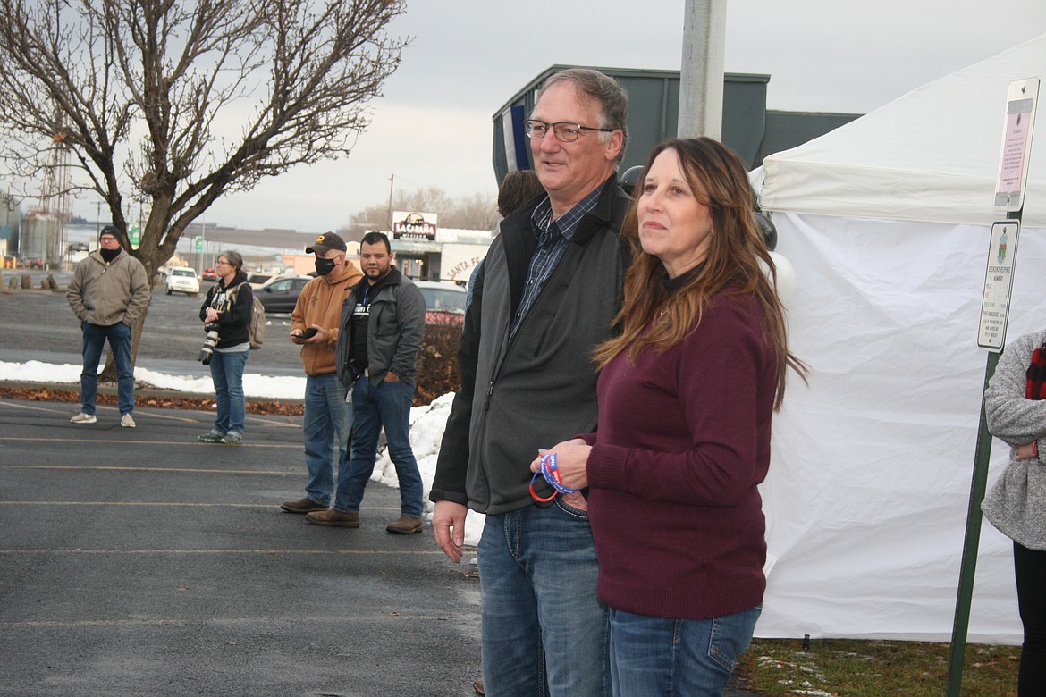 Retiring Royal City Police Chief Darin Smith (left),with wife Angie, said law enforcement officers, and others dealing with trauma and stress, should ask for help to address mental health issues.