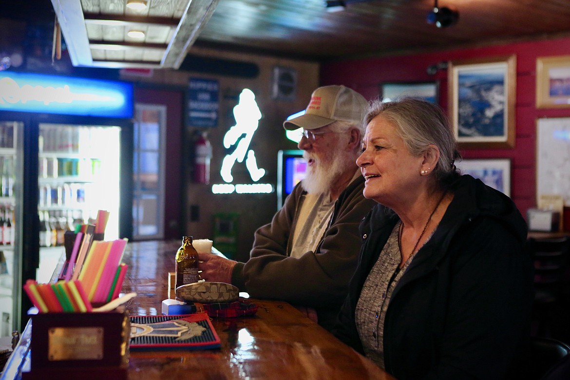 Jennifer and Tad Groenke emjoy a cocktail at Kelly's Casino on Monday evening.
Mackenzie Reiss/Bigfork Eagle