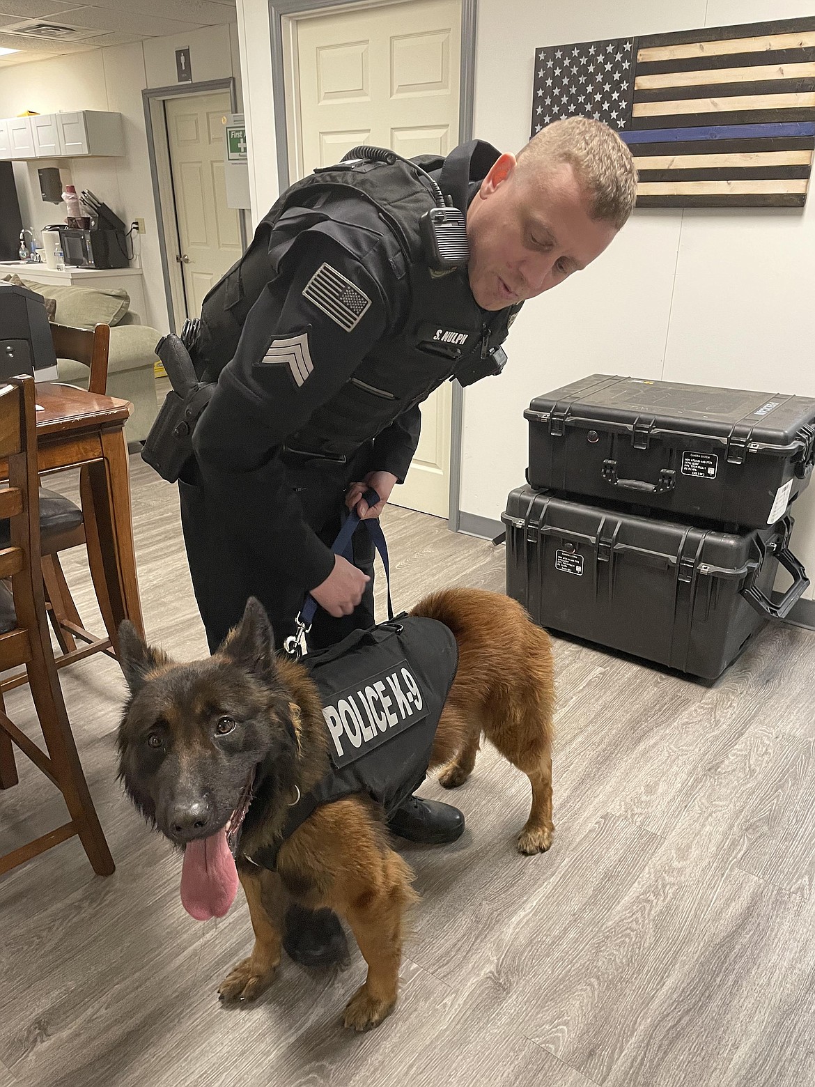 Soap Lake Police Sgt. Spencer Nulph with K9 Officer Billy. Nulph speaks to Billy in a high, squeaky voice he said "gets the dog's attention." "They work a lot harder when they know they have that investment from the handler. If the handler is not into it, the dog’s not going to care," Nulph said.