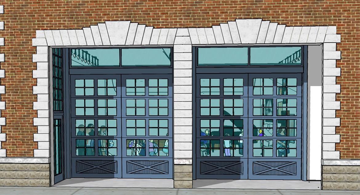 This rendering from Kris Contor of Architecture 311.5 shows the renovated fire station doors.