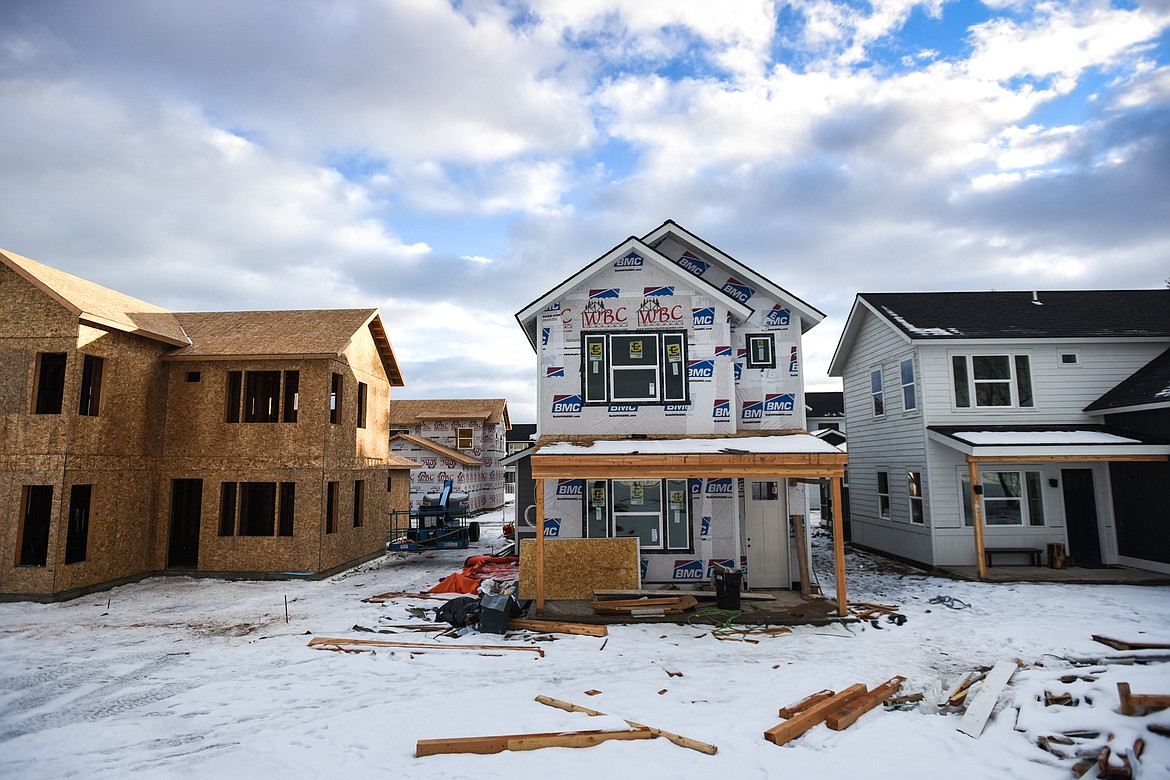 Affordable housing units under construction at Trailview in Whitefish on Wednesday, Feb. 3. (Casey Kreider/Daily Inter Lake)