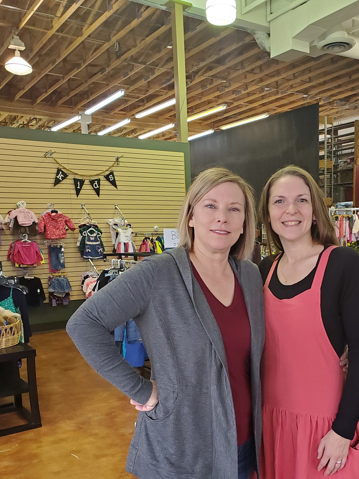 Courtesy photo
Manager Dana Courtney, left, and Director of Community Services Bernice Wright pose in Gathered For Good's new location at 1807 N. Fourth St. (near Paris Flea Market) in Coeur d'Alene.