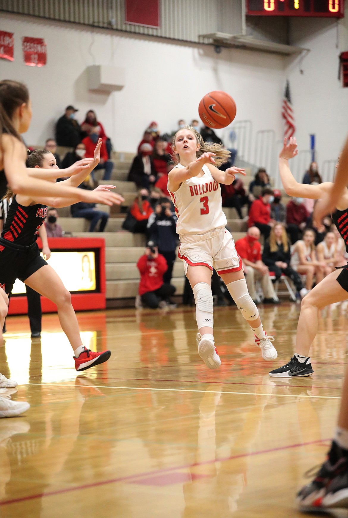 Sophomore Daylee Driggs fires a pass to a teammate during the first half of Monday's game.