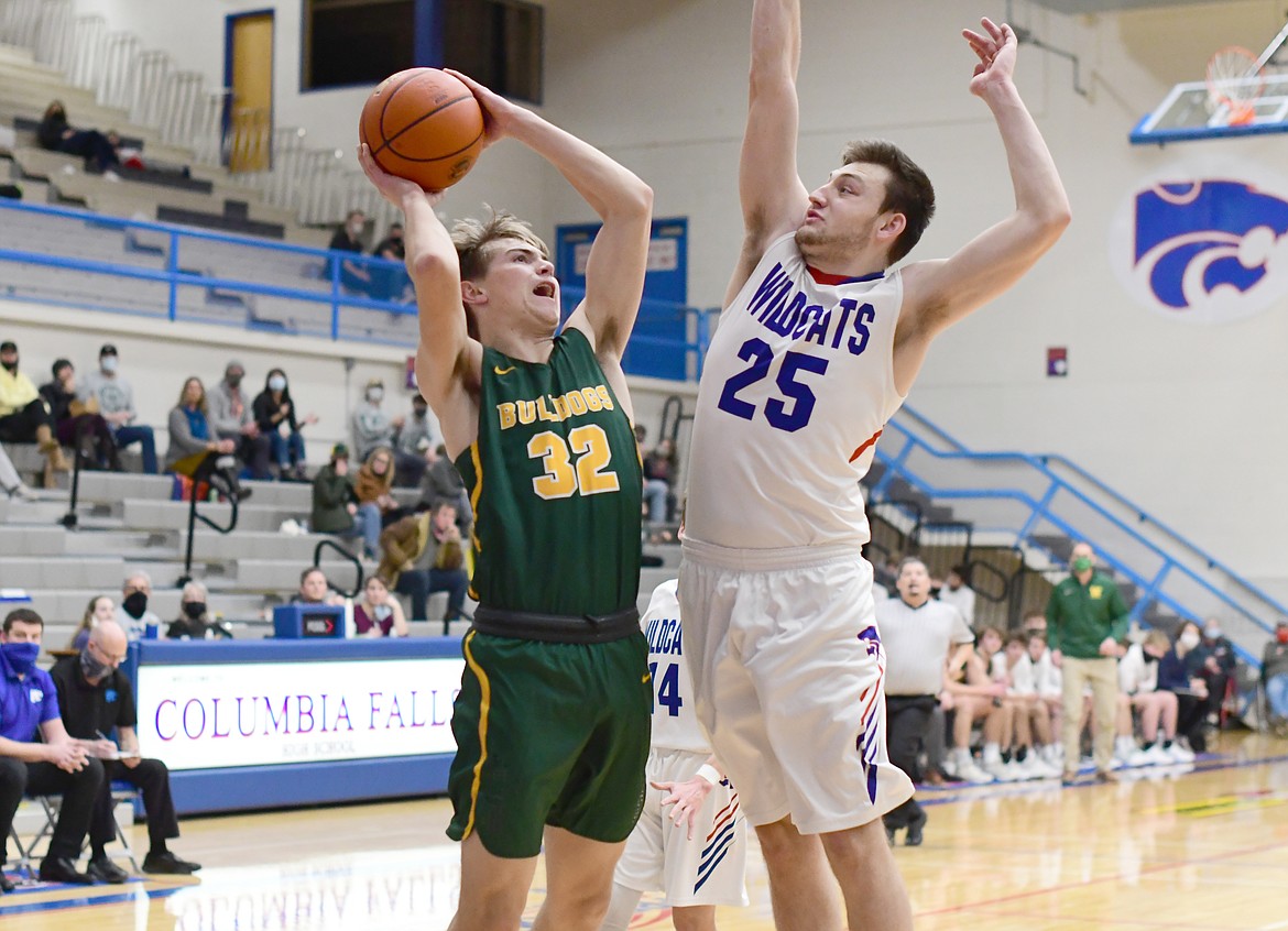 Trey Hunt with a shot against Columbia Falls on Friday. (Teresa Byrd/Hungry Horse News)