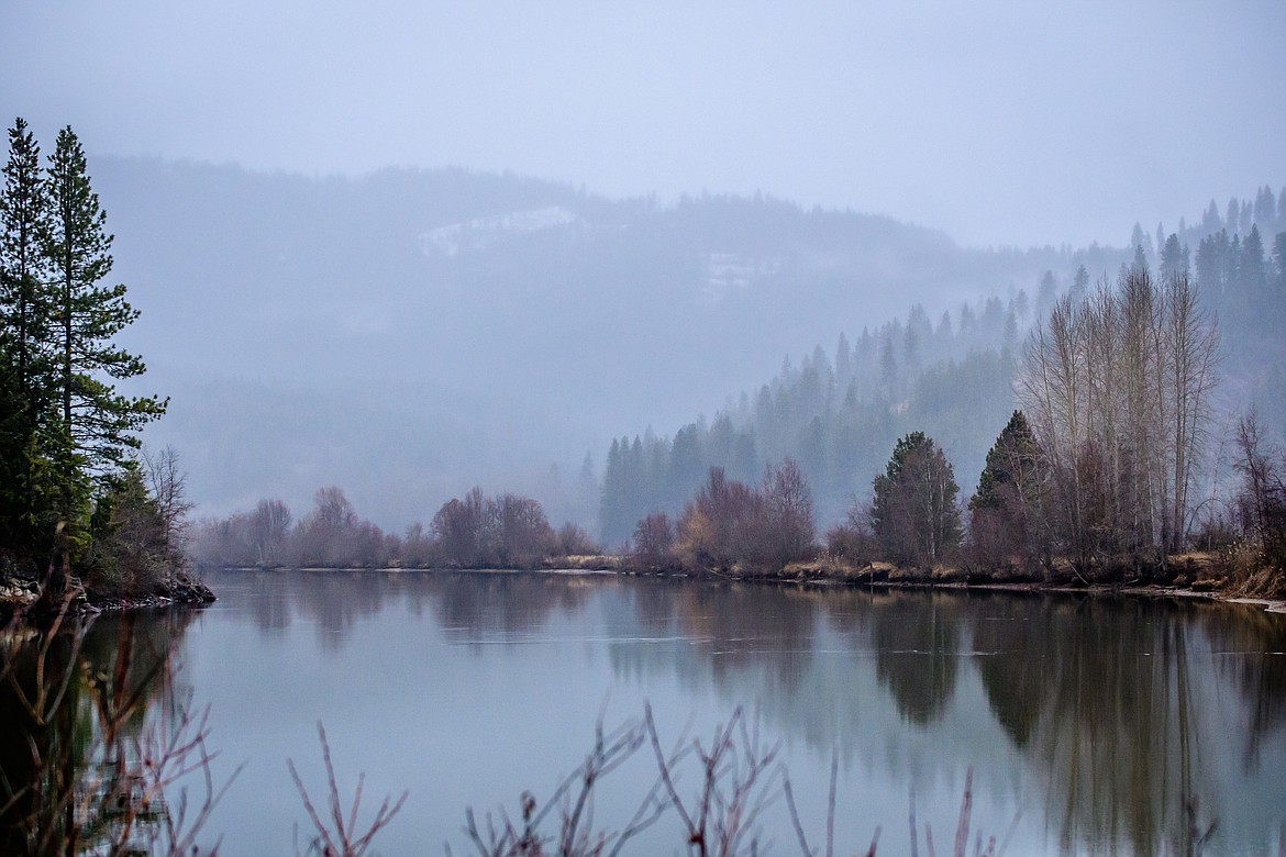 A misty Coeur d'Alene River.