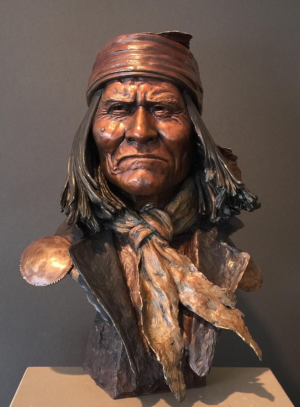 Sculpture of Geronimo by Navajo artist and sculptor Ed Natiya Saxon.
