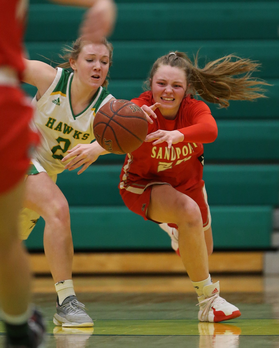 Senior Kaylee Banks fights for a loose ball on Wednesday.