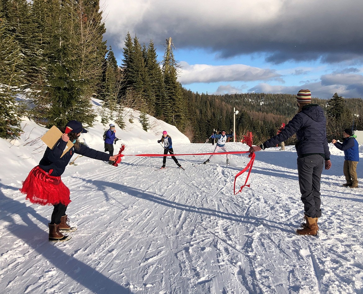 A group of kids near the finish of the Schweitzer Hill Climb on Feb. 3.