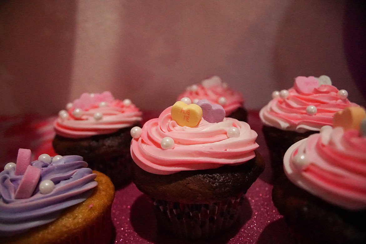 Cupcakes at the at-home elementary Valentine's Day part Friday.