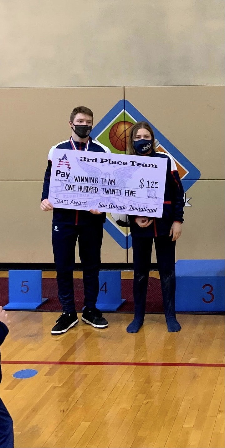 Courtesy photo
Avant Coeur Gymnastics Boys JD took 3rd Place Team at the San Antonio Invitational in Texas. From left are Ryan Thomas and Collin Scott.
