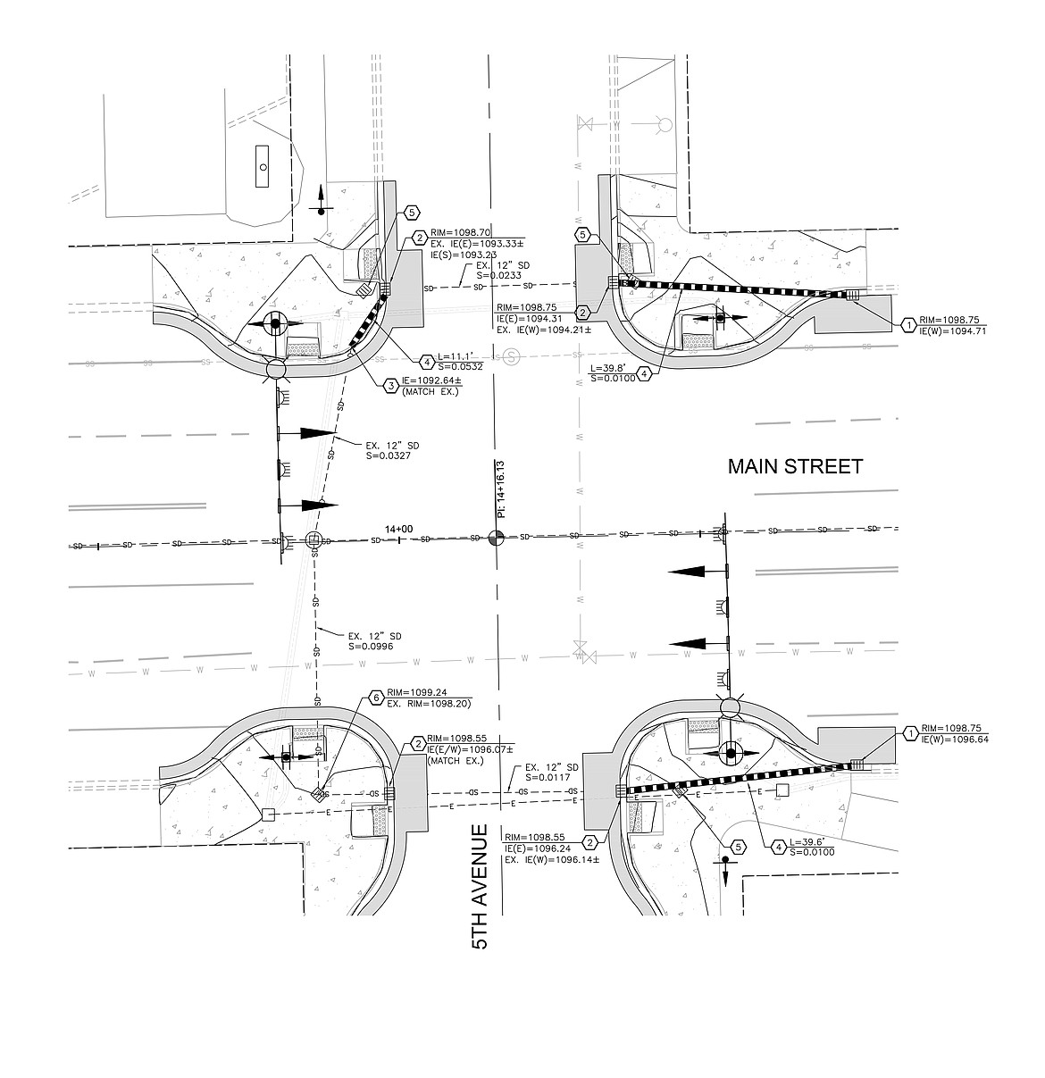 The pedestrian safety project on Othello's Main Street will add bulb outs to the corners at Fifth and Sixth avenues, as illustrated.