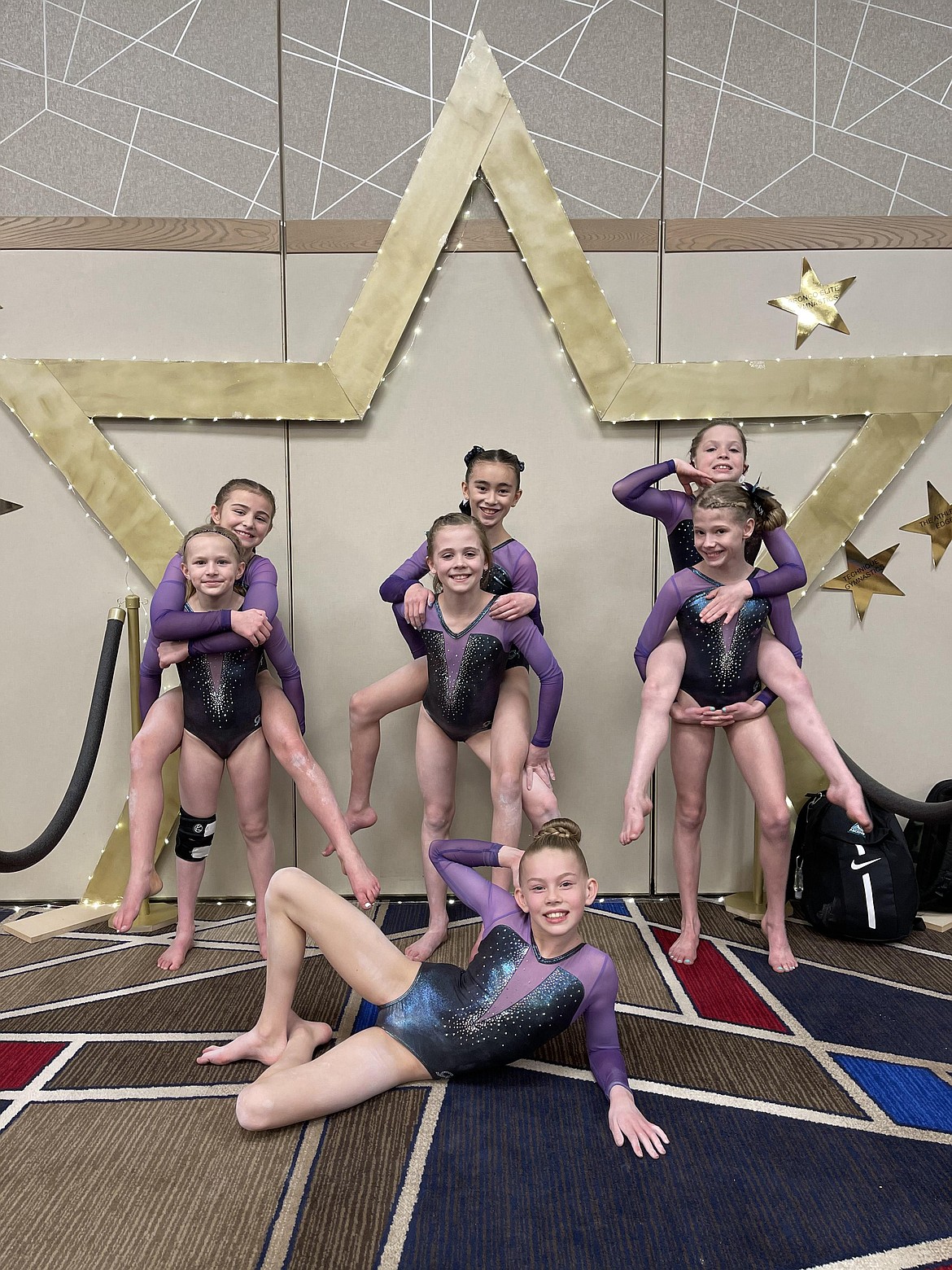 Courtesy photo
Avant Coeur Gymnastics Level 6s take 2nd Place Team at the Great West Gym Fest at The Coeur d'Alene Resort. In the front is Avery Hammons; second row from left, Piper St John, Claire Traub and Kyler Champion; and back row from left, Sophia Elwell, Addyson Prescott and Callista Petticolas.