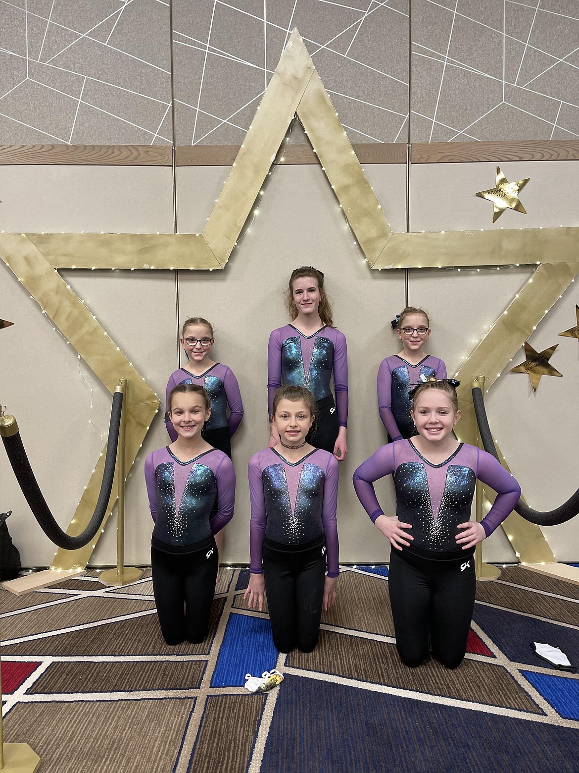 Courtesy photo
Avant Coeur Gymnastics Xcel Silvers took 6th place as a team at the Great West Gym Fest at The Coeur d'Alene Resort. In the front row from left are Josie Lyons, Phoebe Fiacco and Kenzie Williams; and back row from left, Dahlia Kramer, Gigi Williams and Lily Kramer.