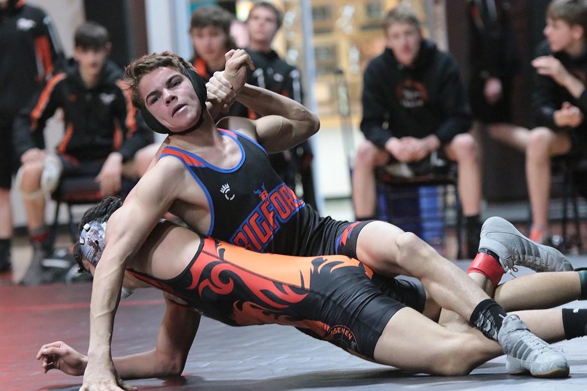 Bigfork's Angus Anderson earned a 6-4 decision over Plains/Hot Springs wrestler Jacob Schultze Saturday.

Sally Anderson
