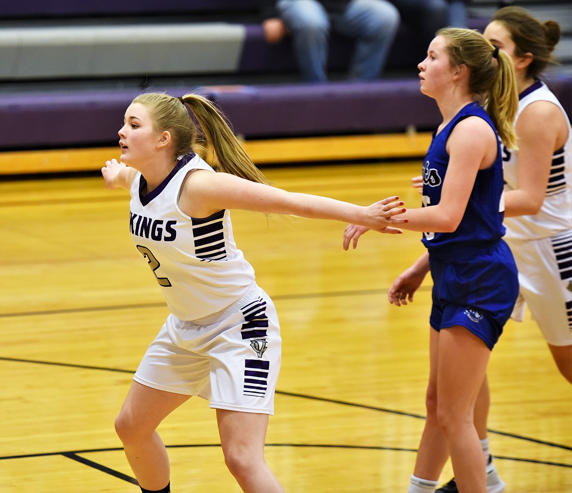 Charlo senior Aryal Love shuts down a passing lane on defense against Clark Fork. (Scot Heisel/Lake County Leader)