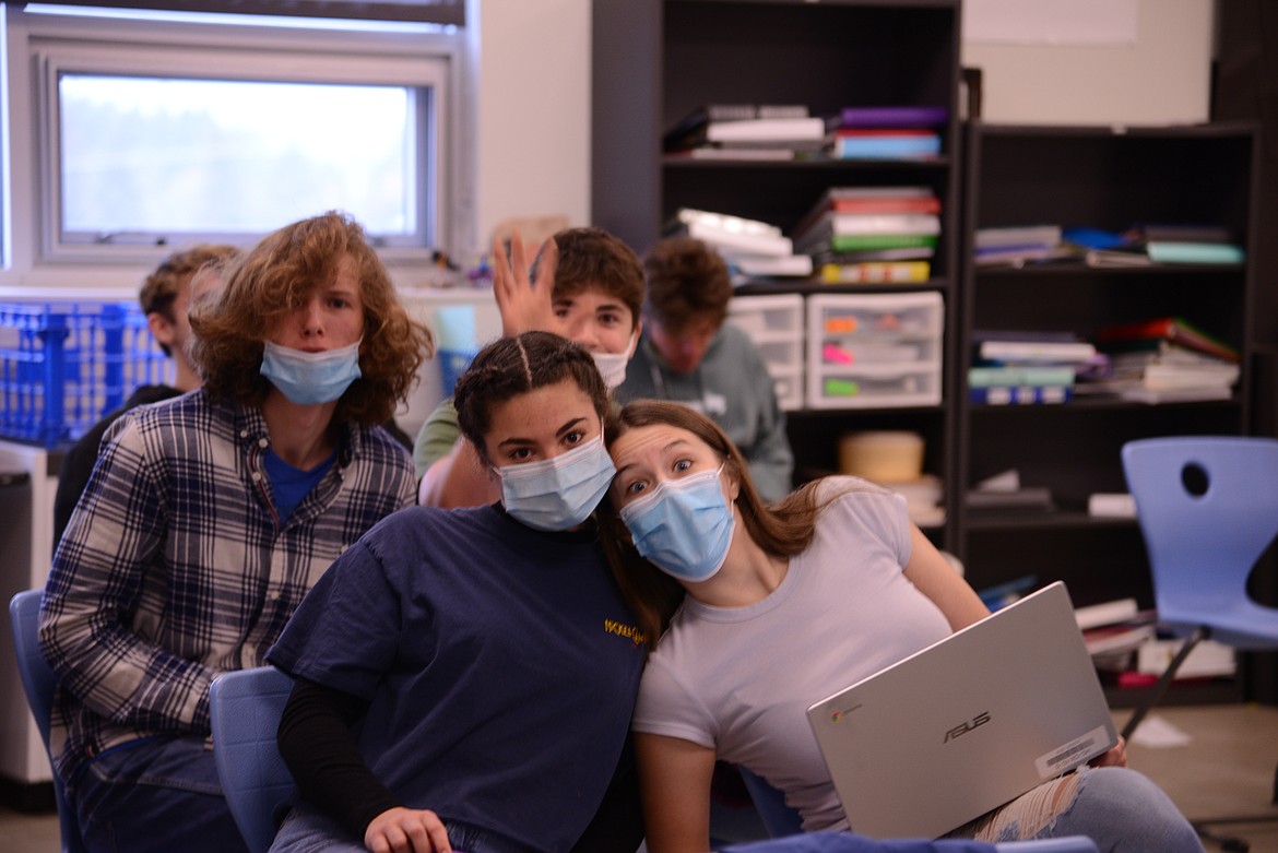 Students pose for a photo inside the Bigfork High School Library.
Courtesy of Bigfork High School Yearbook Staff