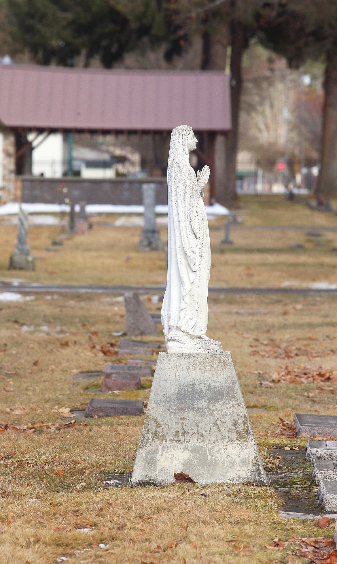 A statue at St. Thomas Cemetery.