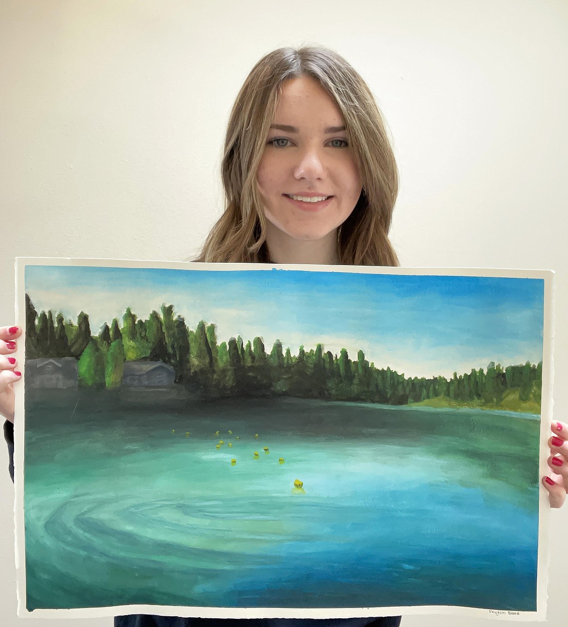 Peyton Blood, Coeur d'Alene High School sophomore, painted a tranquil watercolor when her art teacher prompted the class to interpret the year 2020.