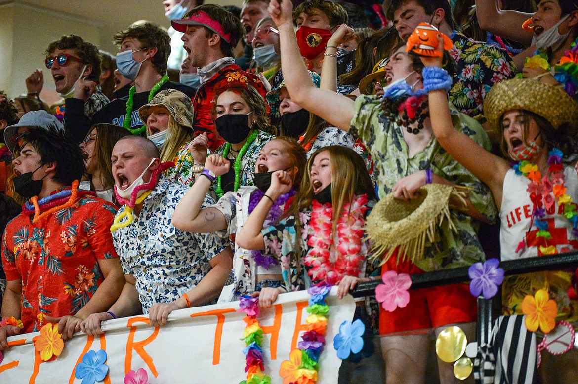 Flathead's student section cheers on the Bravettes against Glacier at Flathead High School on Thursday. (Casey Kreider/Daily Inter Lake)