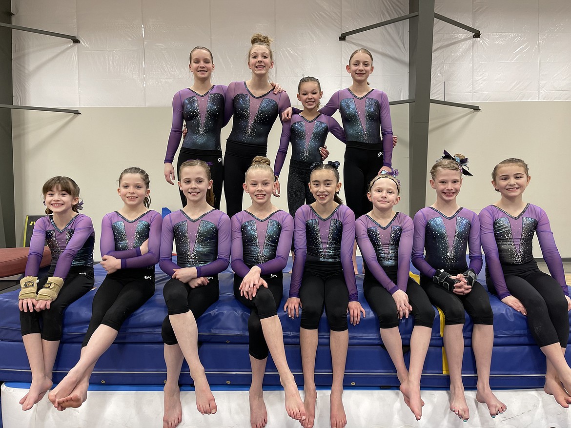 Courtesy photo
Avant Coeur Gymnastics Level 6s and 7s at the Snowglobe Classic in Post Falls, taking 3rd Place as a Team. In the front row from left are Georgia Carr, Callista Petticolas, Claire Traub, Avery Hammons, Addyson Prescott, Piper St John, Kyler Champion and Sophia Elwell; and back row from left, Kennedy Phillips, Neve Christensen, Brynlynn Kelly and Kayce George.