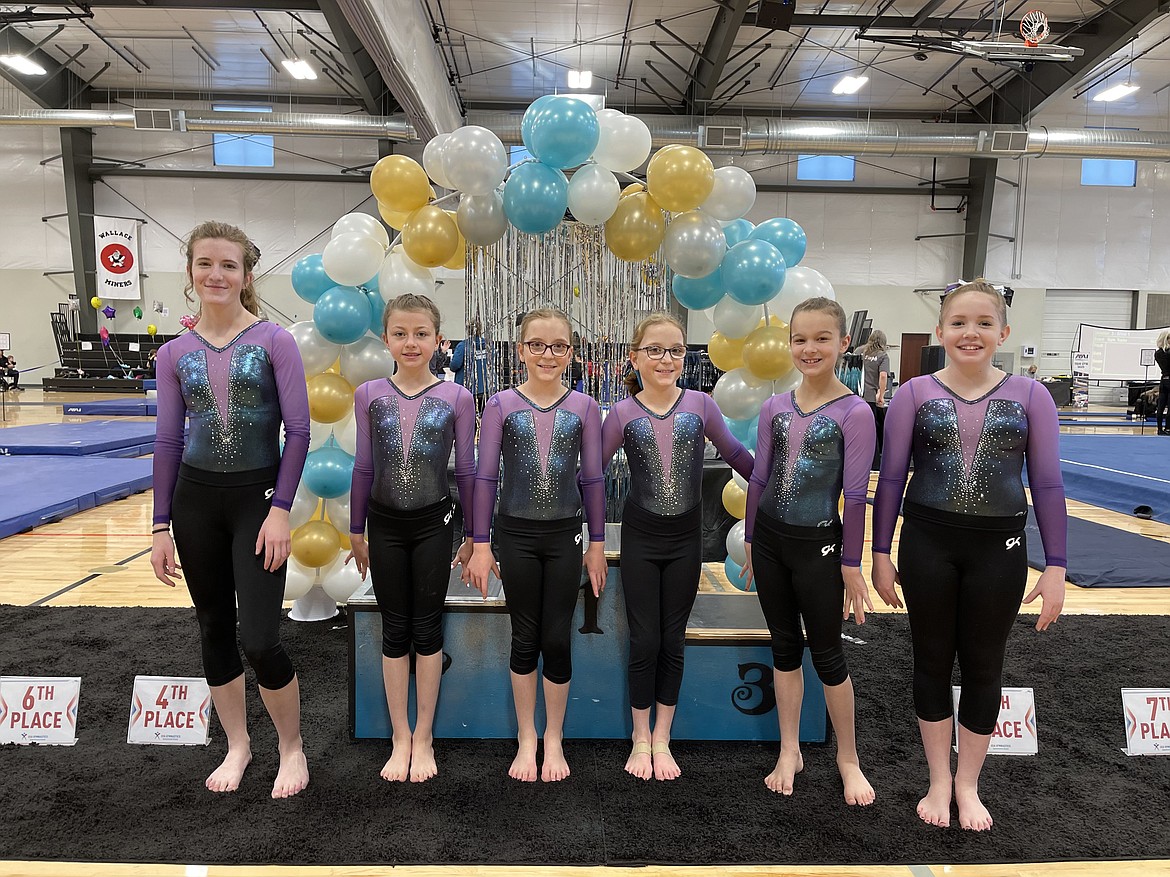 Courtesy photo
Avant Coeur Gymnastics Xcel Silvers at the Snowglobe Classic in Post Falls. From left are Gigi Williams, Phoebe Fiacco, Lily Kramer, Dahlia Kramer, Josie Lyons and Kenzie Williams.