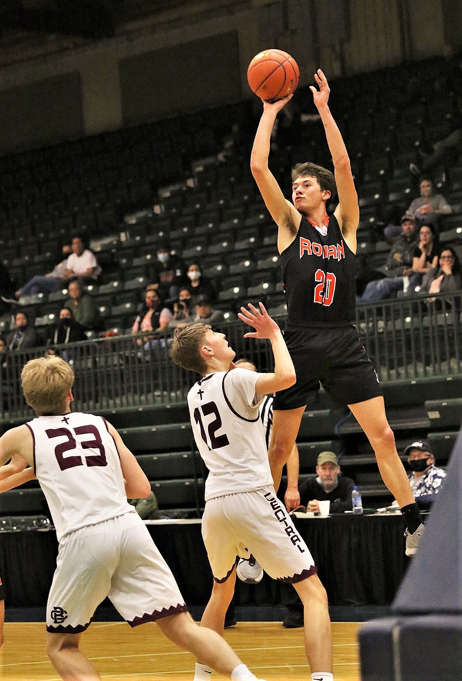 Zarec Couture rises for a shot during the Chiefs' third-place game against Butte Central. (Courtesy of Bob Gunderson)