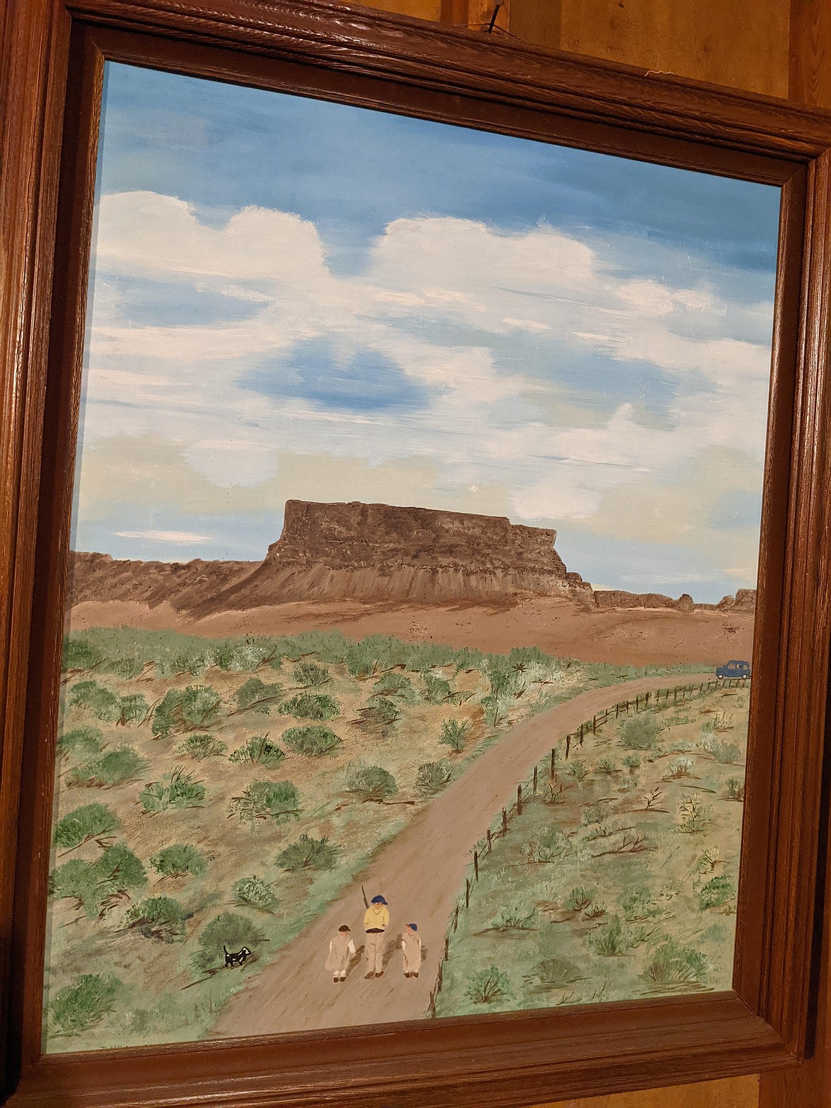 This was painted by Dolores Hilson, daughter of F. Godfrey, who was also an artist. A letter Godfrey wrote to Hilson in 1936 was discovered in the back of one of his paintings. The letter and painting will be given to Dolores' daughters, who live in the Northwest.