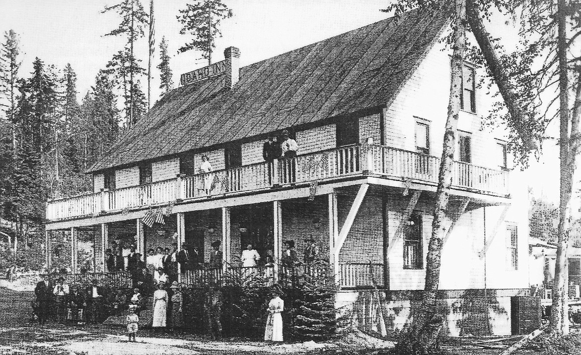 The Idaho Inn at Coolin is pictured in this 1918 photo. A popular resort at the south end of Priest Lake, Coolin was named for Andy Coolin, the first white man to settle there. In the early 1920s, Nell Shipman, a Hollywood silent screen actress, built the Lionhead Lodge on the upper eastern shore of Priest Lake. One of the films, a full-length feature called “The Grub Stake” was filmed at Priest Lake, near Tiger in Pend Oreille County, Washington, and in Spokane, Washington. The company went broke and left the lake in 1925.