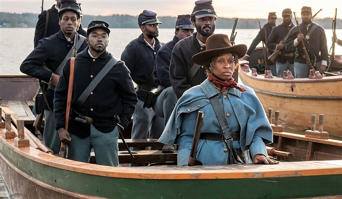 Scene from the movie “Harriet” starring Cynthia Erivo as Harriet Tubman leading an infantry raid that included black soldiers during the Civil War that freed around 750 enslaved people at Combahee Ferry in South Carolina.