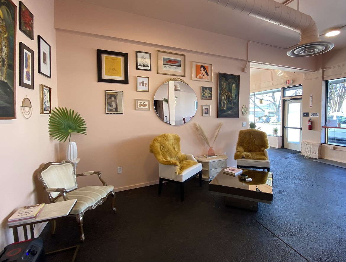 Throughout The Hive's downtown Coeur d'Alene building are sitting nooks for personal use and downtime featuring pieces Delia and Melinda Cadwallader found at thrift shops and estate sales. (MADISON HARDY/Press)