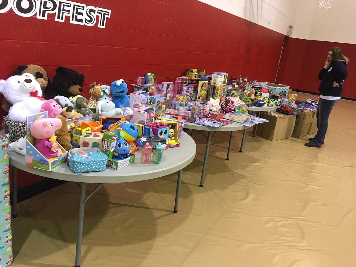 A table of toys at the Moses Lake Salvation Army in December, 2016.