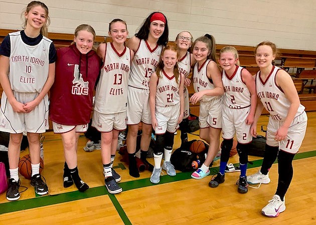 Washington Elementary sixth grader Jordyn Tomco was a member on the North Idaho Elite team that took second in the sixth grade girls division at the inaugural Lakeland Classic Tournament this weekend. The team is coached by Eli Yates and Justin Sternberg. Pictured (from left): Ella Pearson, Molly Carroll, Jordyn Tomco, Hannah Schafer, Madi Zimmerman, Savoy Sternberg, Ashley Yates, Maci Zimmerman and Chloe Murphree.