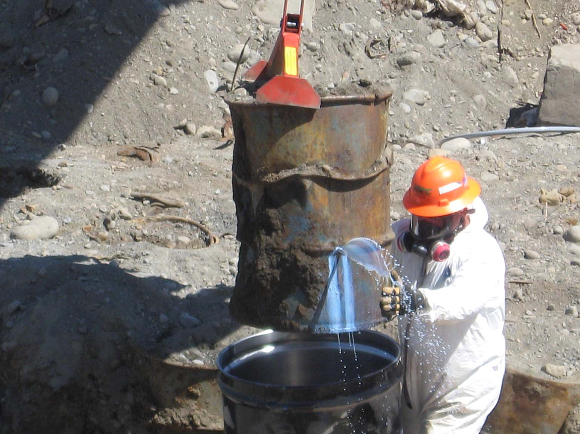 In 2008, contractors removed 2,350 drums of industrial waste from the old Grant County landfill.