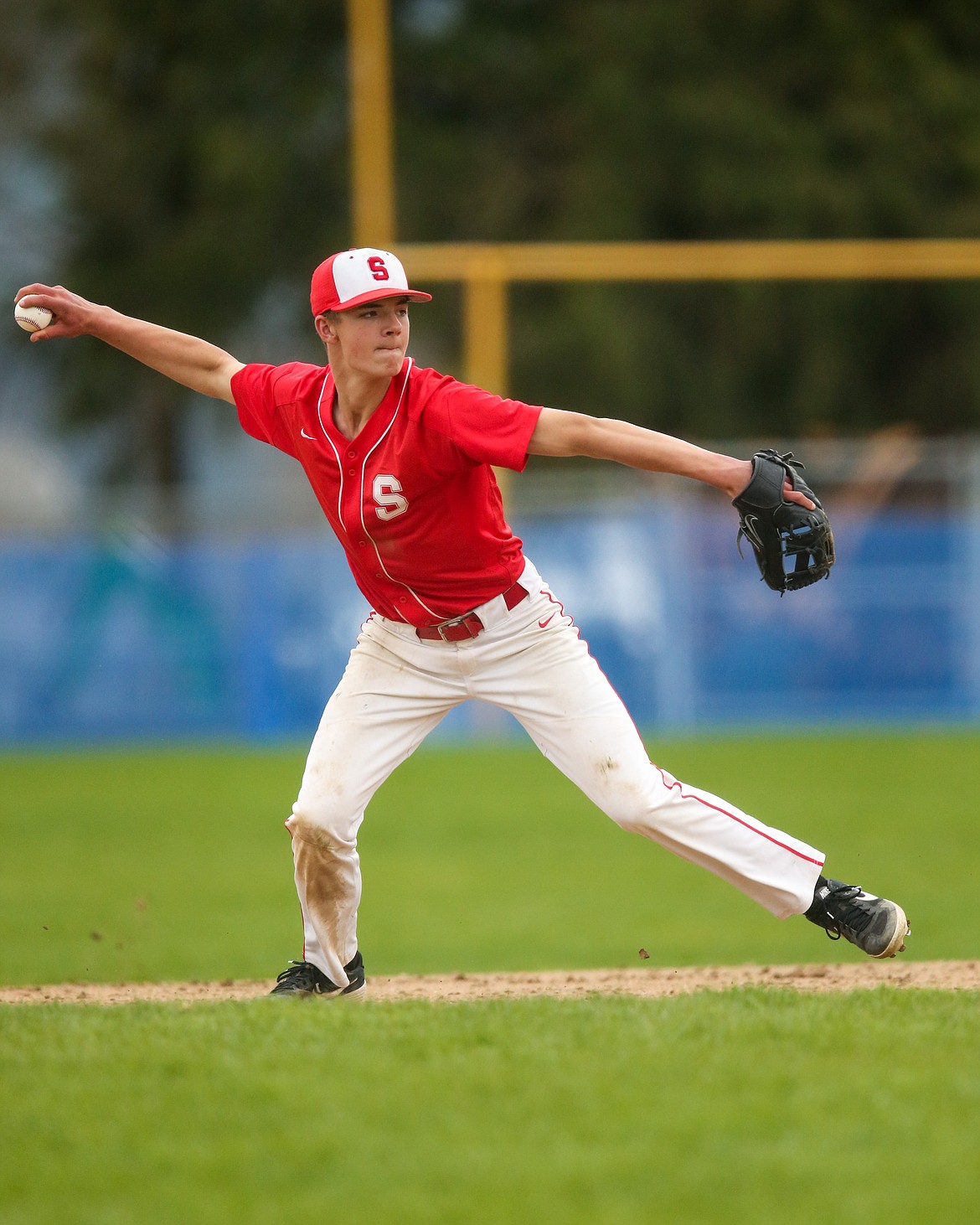 Avery Bocksch prepares to make a throw during a game against Lakeland on April 18, 2019 at War Memorial Field.