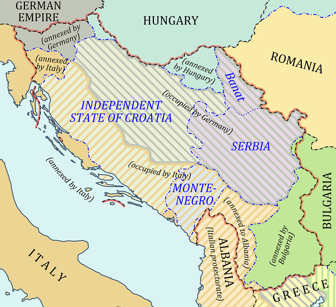 Map of Yugoslavia during World War II.