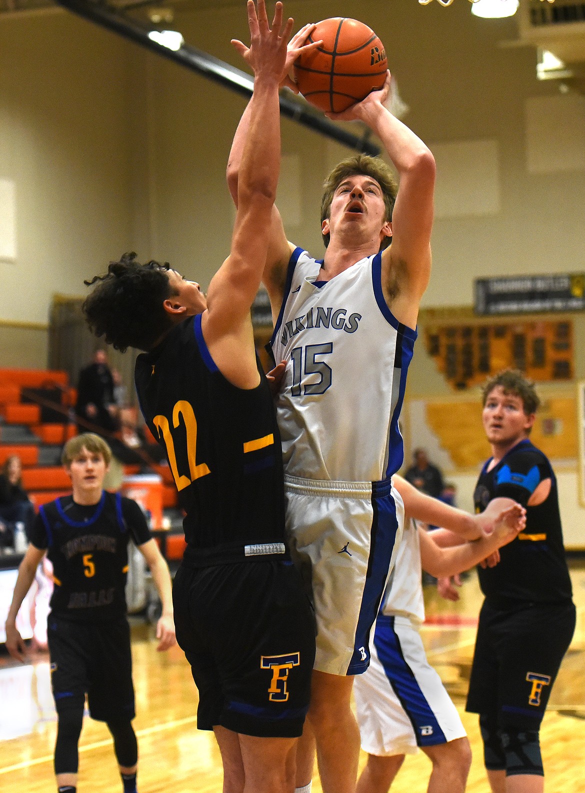 The Vikings battled it out on the court during the Western B Divisional Basketball Tournament in Eureka last weekend.
Jeremy Weber/Bigfork Eagle