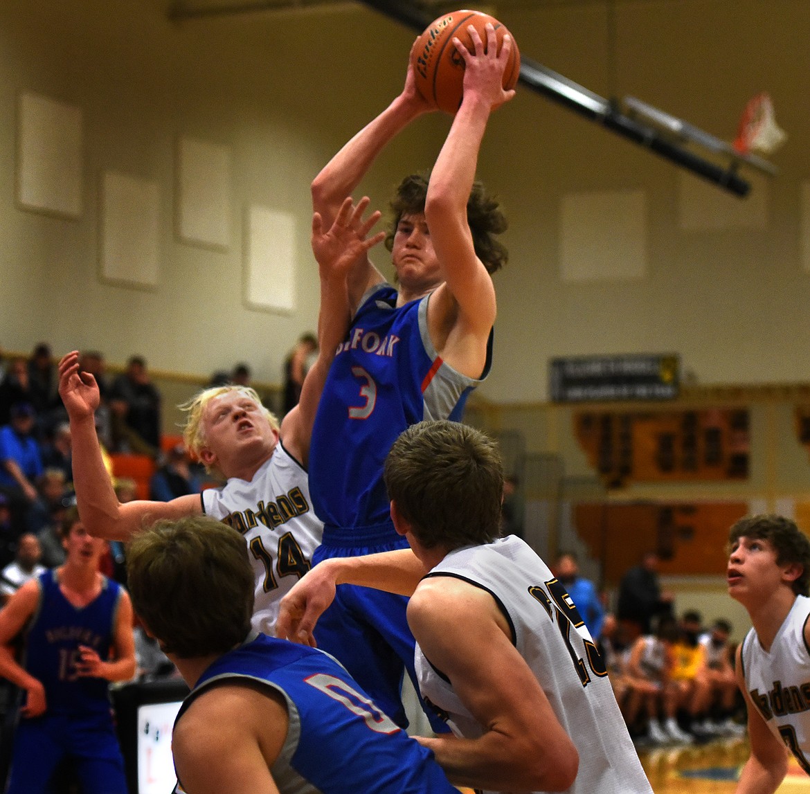 The Vikings battled it out on the court during the Western B Divisional Basketball Tournament in Eureka last weekend.
Jeremy Weber/Bigfork Eagle