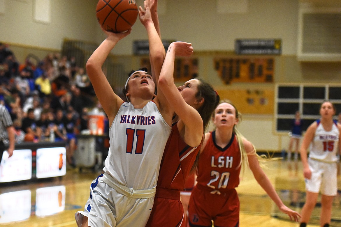 The Valkyries battled it out on the court during the Western B Divisional Basketball Tournament in Eureka last weekend.
Jeremy Weber/Bigfork Eagle